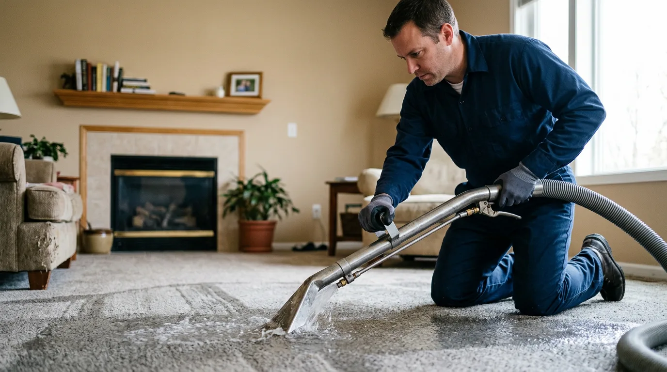 Water damage restoration technician working near Hebron, NE